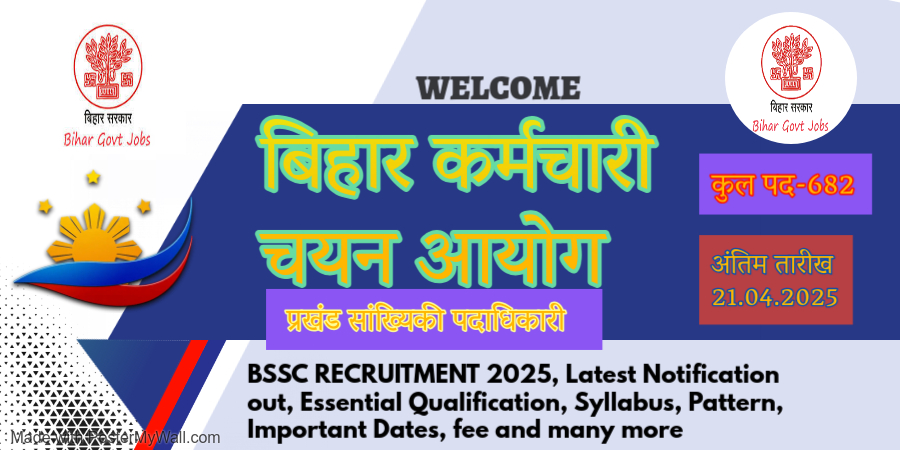 BSSC RECRUITMENT 2025, Latest Notification out, Essential Qualification, Syllabus, Pattern, Important Dates, fee and many more