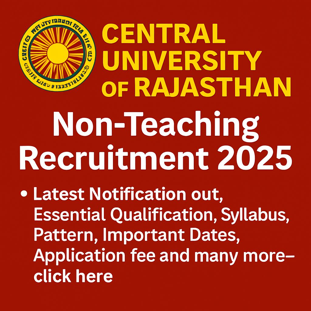 Central university of Rajasthan Recruitment 2025-