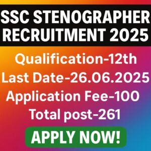 SSC Stenographer Recruitment 2025: Essential Qualification, Important Dates, fee and many more-Apply Now!
