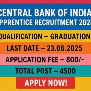 Central Bank of India Apprentice Recruitment 2025: Essential Qualification, Important Dates, fee and many more-Apply Now!